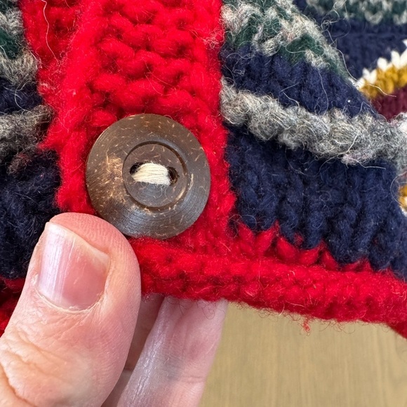 Vintage Ecuador Tejidos Hand Knit Chunky Heavy Wool Cardigan Hand Made - Picture 11 of 12